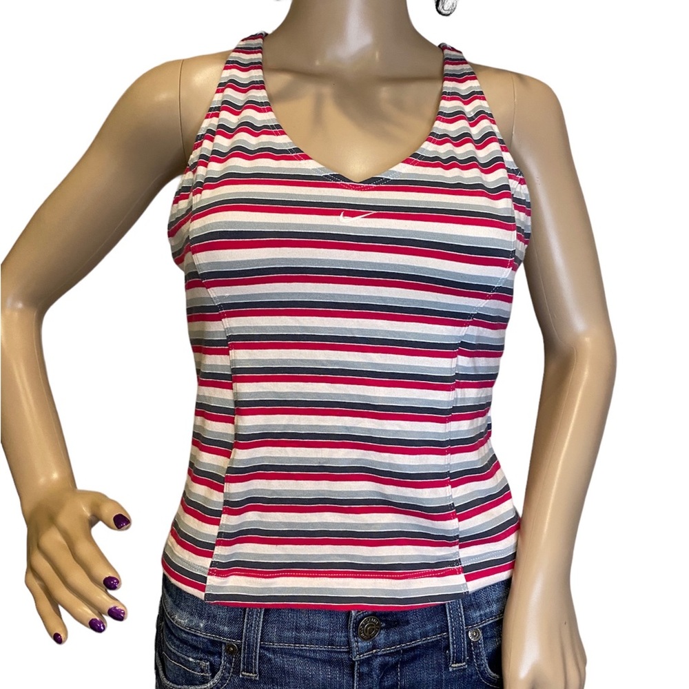 Nike Active Athletic Racerback Multi-Colored Striped Tank Top Size Large VGC